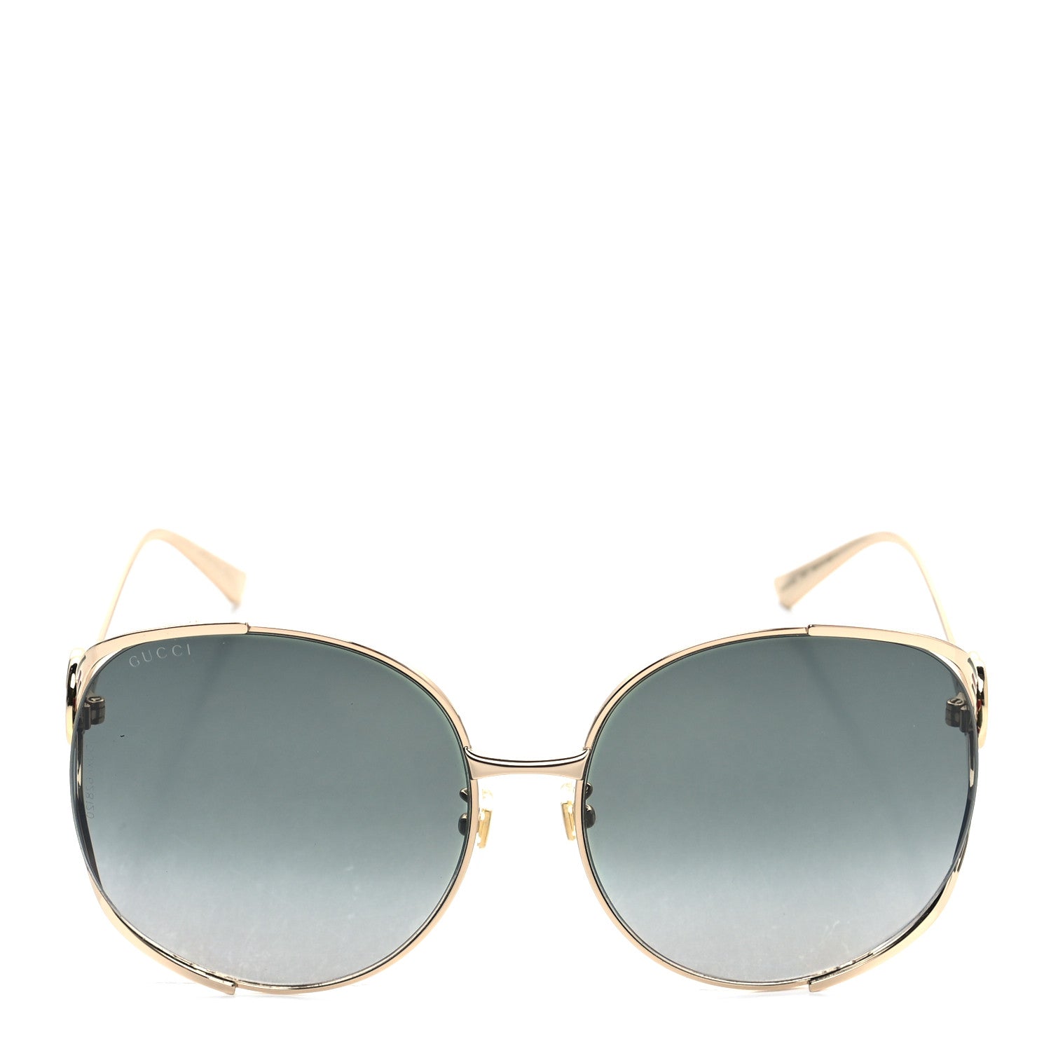 Gucci Metal Oversized Round Frame GG0225S Sunglasses Gold 2 of 7