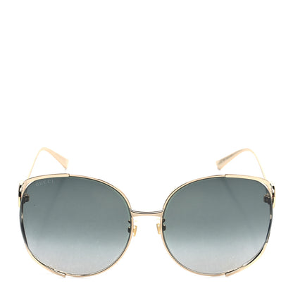 Gucci Metal Oversized Round Frame GG0225S Sunglasses Gold 2 of 7
