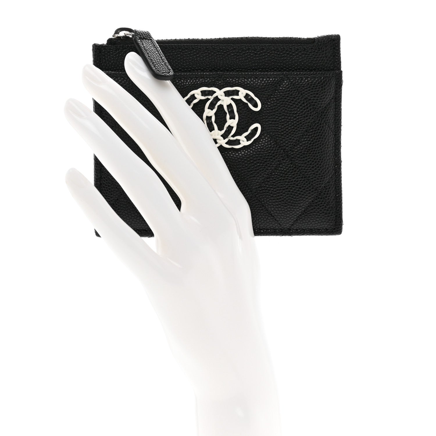 Chanel Caviar Quilted Chanel 19 Zip Card Holder Black 2 of 8