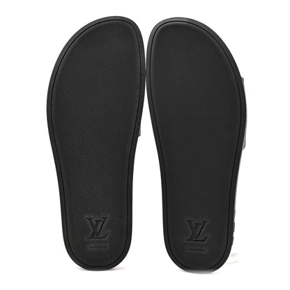 Louis Vuitton Rubber Monogram Eclipse Mens Waterfront Mules 10 Black 6 of 9