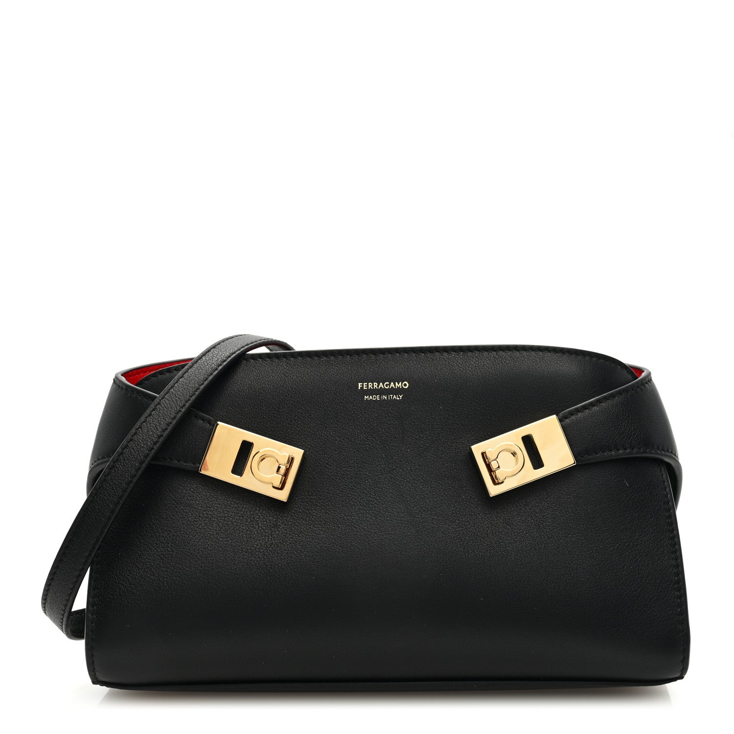Salvatore Ferragamo Calfskin Hug Crossbody Bag Black 1 of 9