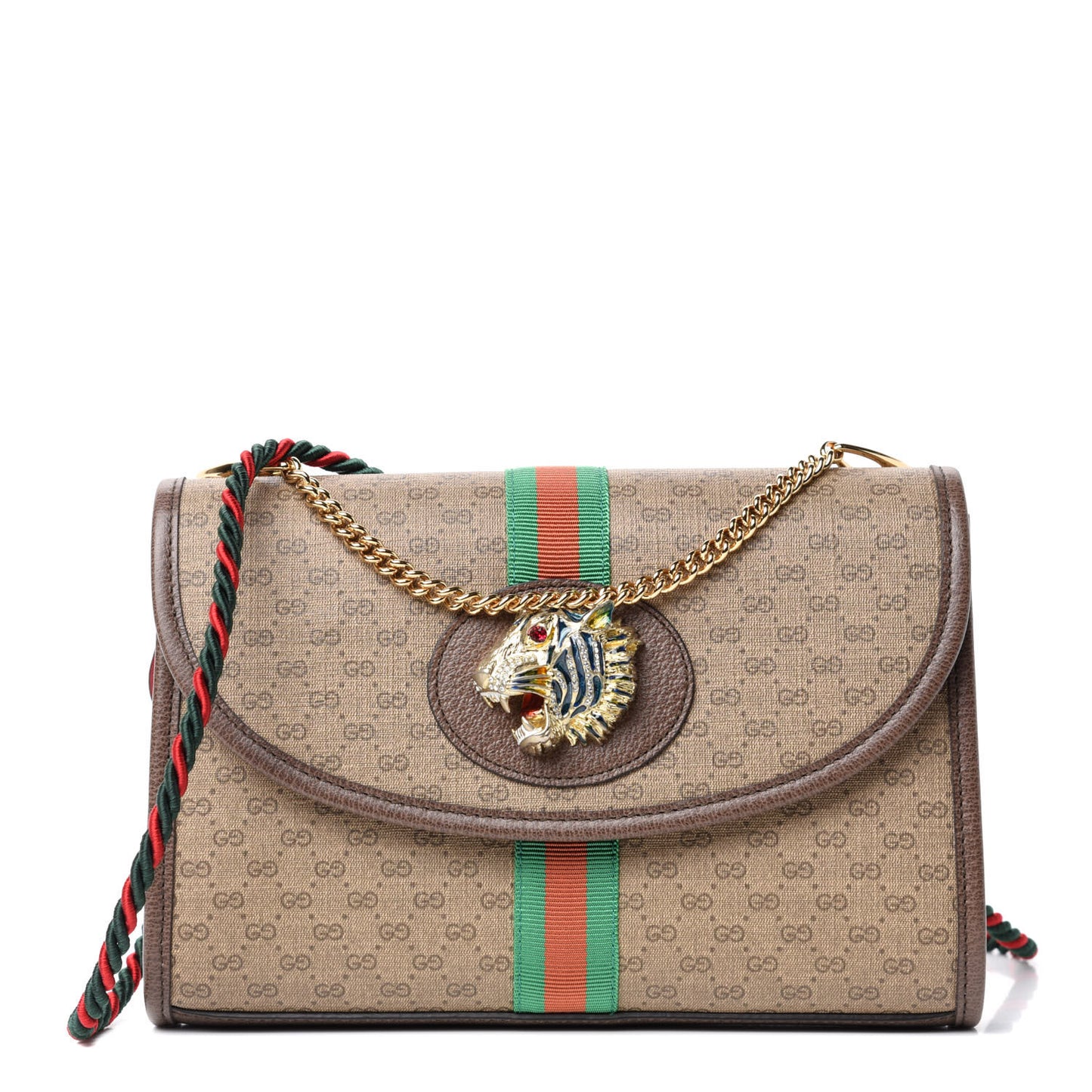 Mini Vintage GG Supreme Monogram Web Small Rajah Slim Flap Shoulder Bag Beige New Acero