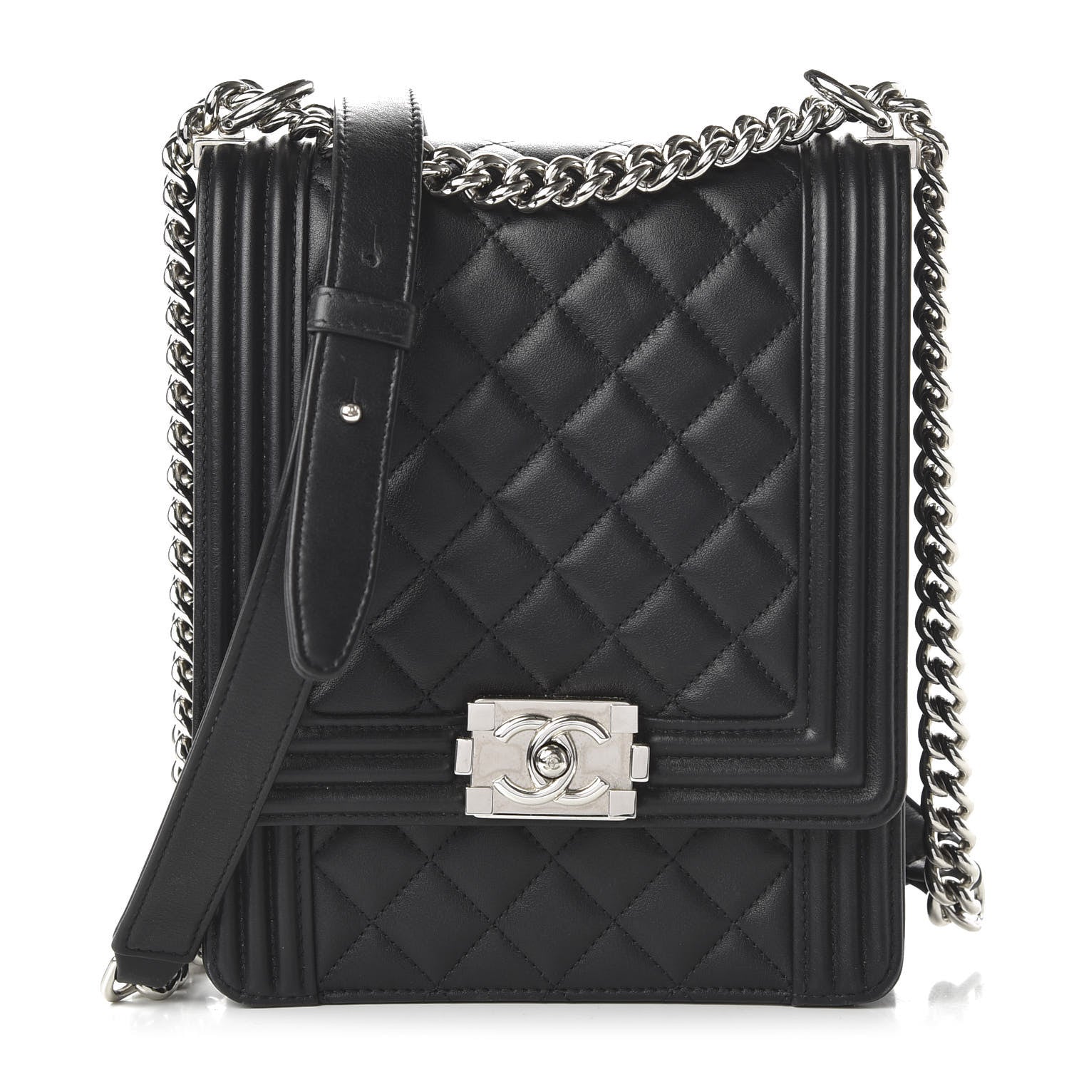 Chanel Calfskin Quilted North South Boy Flap Black 1 of 10