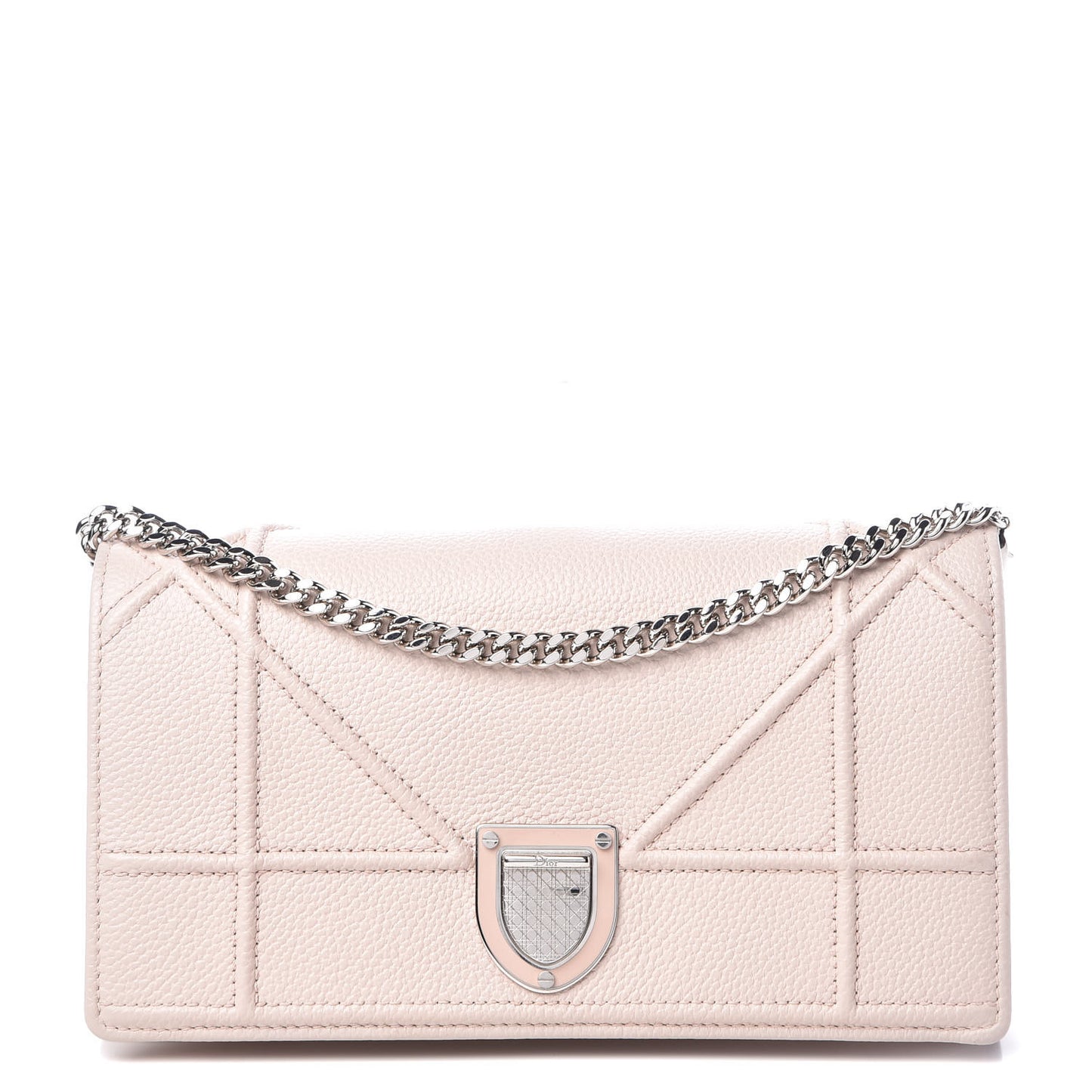 Grained Calfskin Diorama Croisiere Chain Wallet Rose Poudre