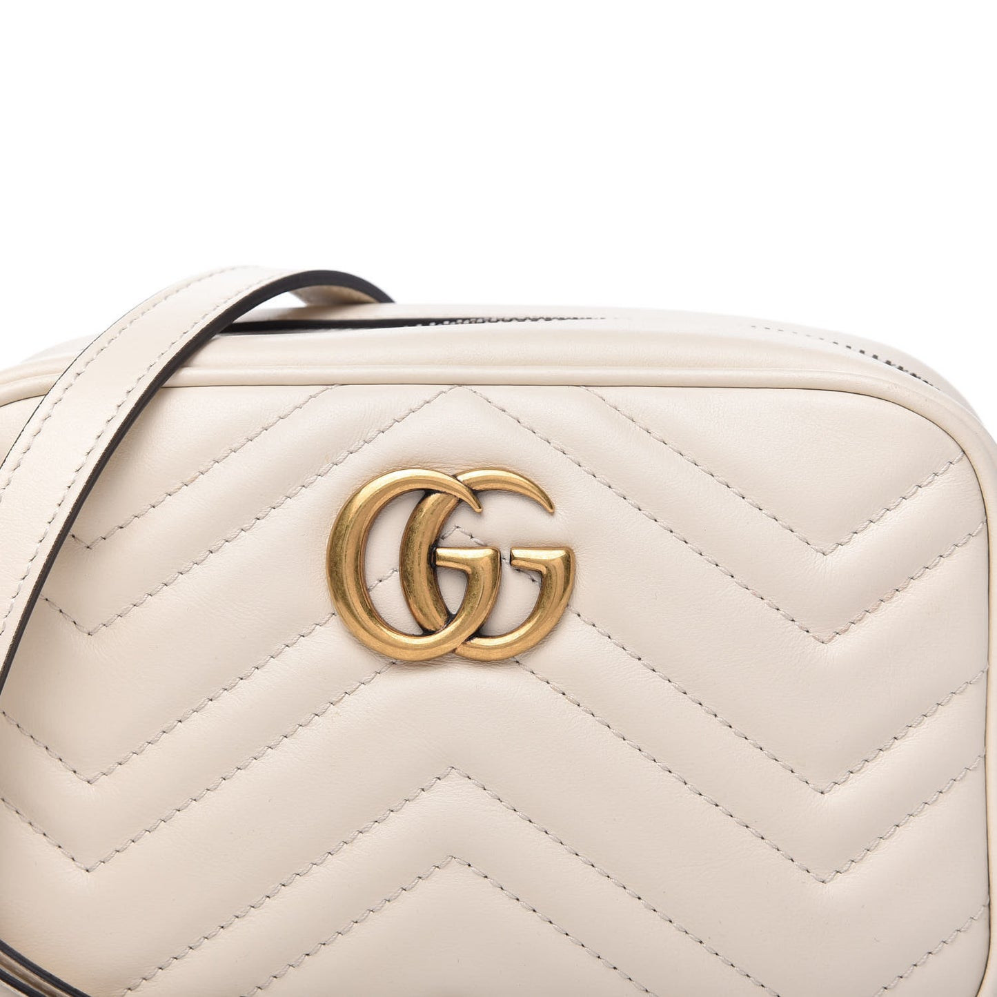 Calfskin Matelasse Mini GG Marmont Chain Shoulder Bag White