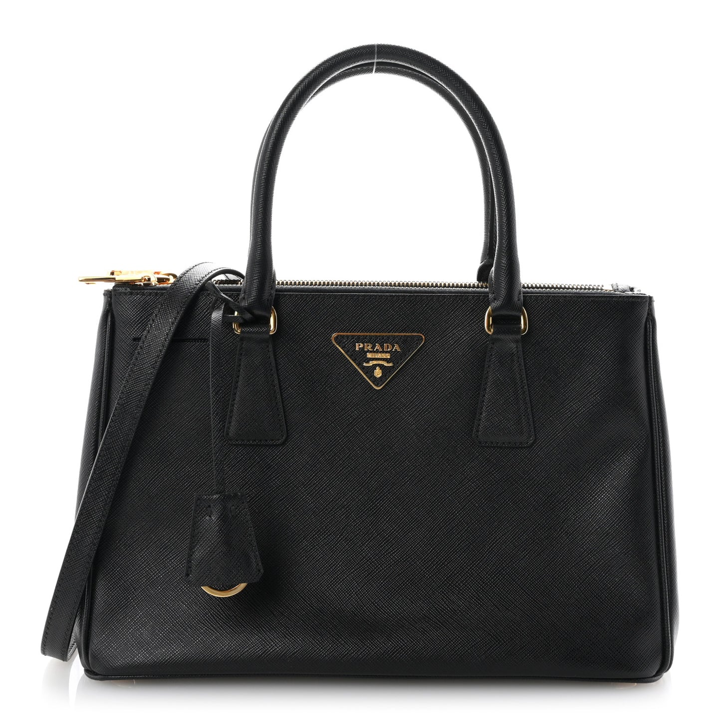 Saffiano Small Galleria Double Zip Tote Black