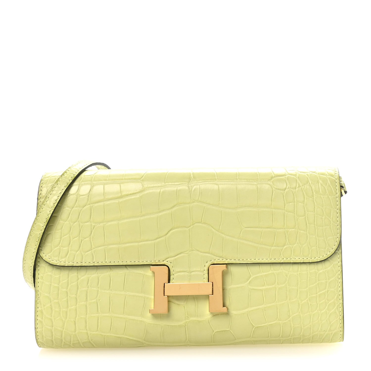 Hermes Matte Alligator Constance Long Wallet To Go Jaune Bourgeon 1 of 11