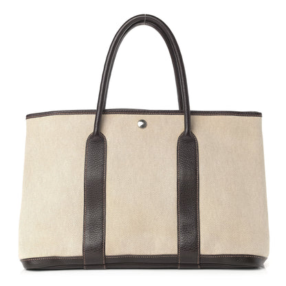 Hermes Toile Buffle Gala Garden Party Tote 36 MM Marron Fonce 1 of 12
