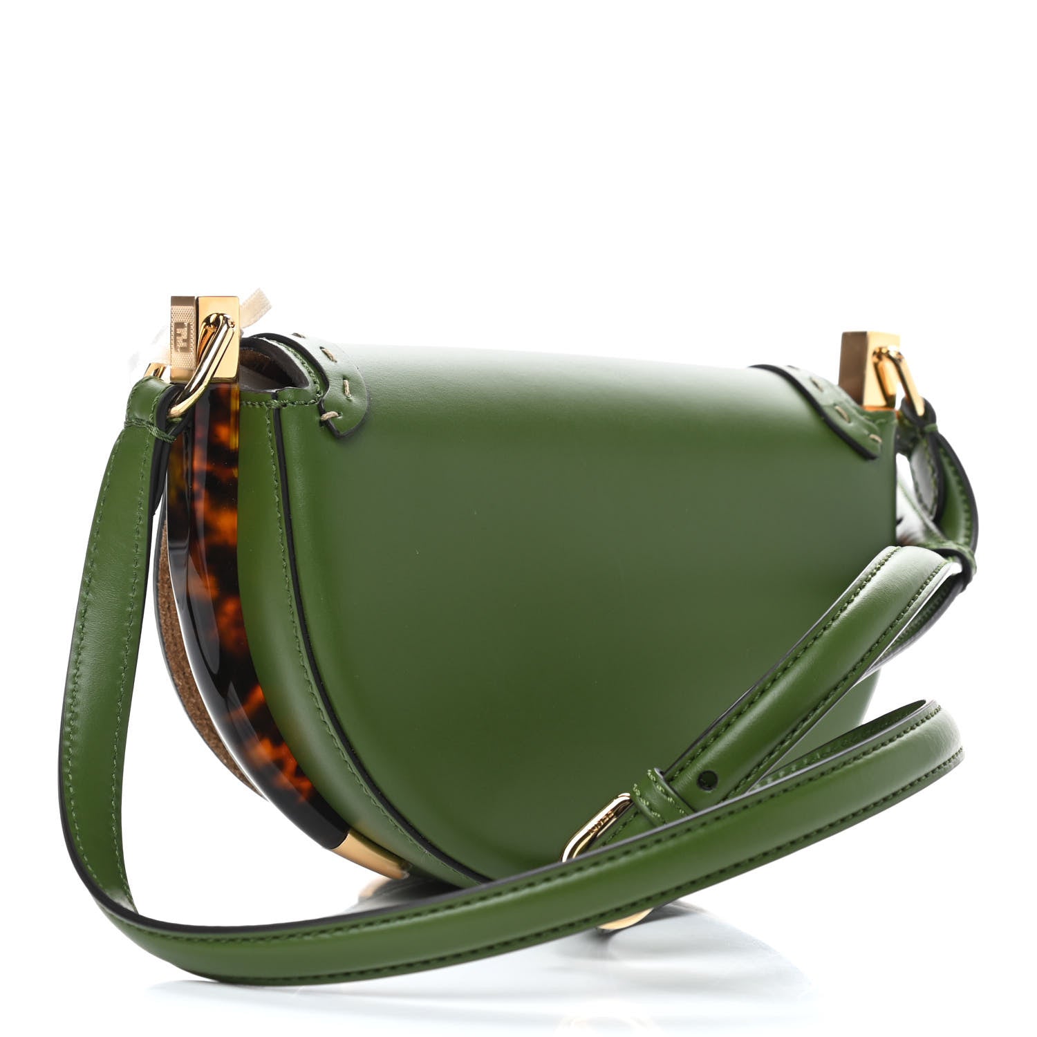 Fendi Vitello King Plexiglass Moonlight Shoulder Bag Avocado 2 of 9