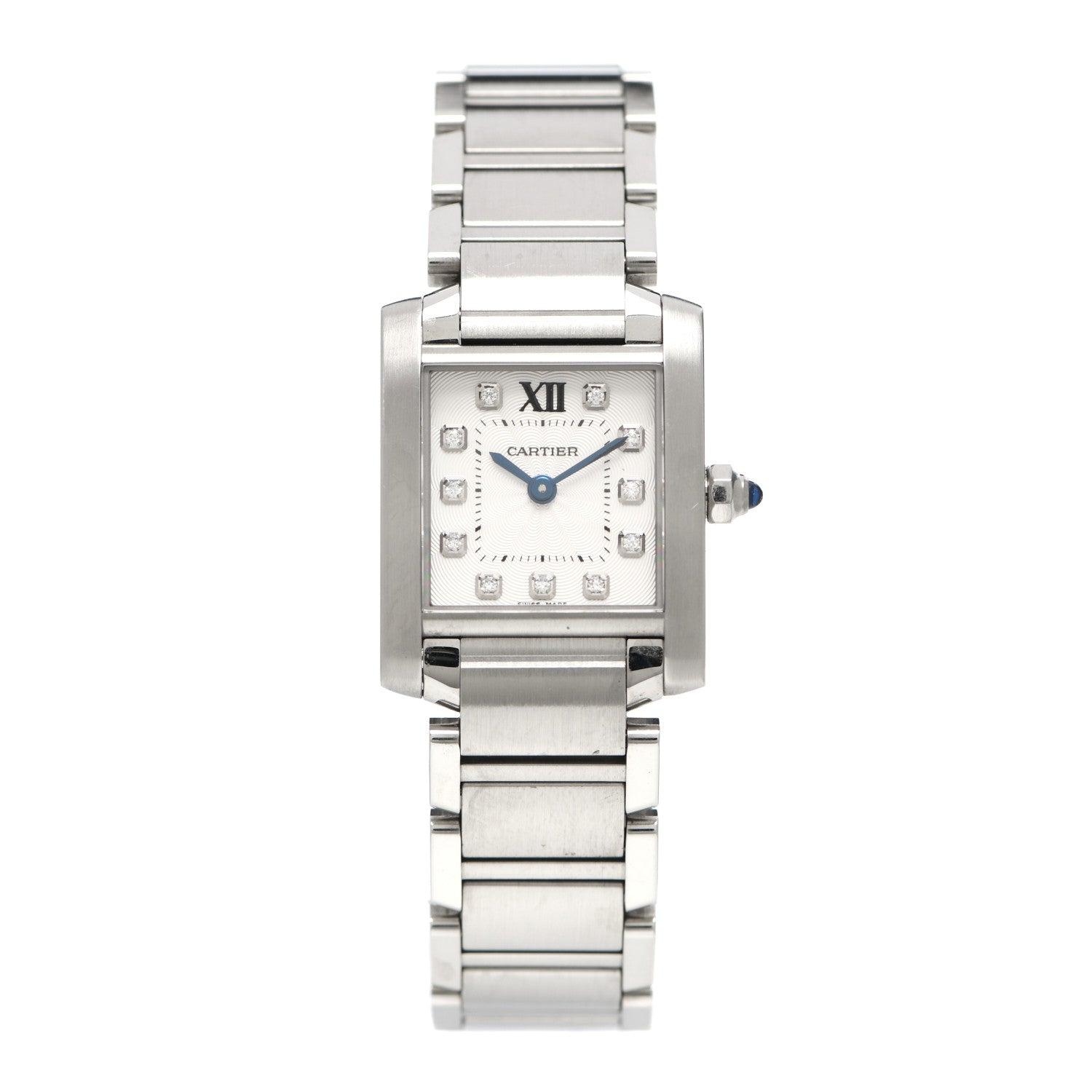 Cartier Stainless Steel Diamond 20mm Tank Francaise Quartz Watch 1 of 6