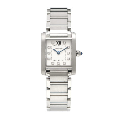 Cartier Stainless Steel Diamond 20mm Tank Francaise Quartz Watch 1 of 6