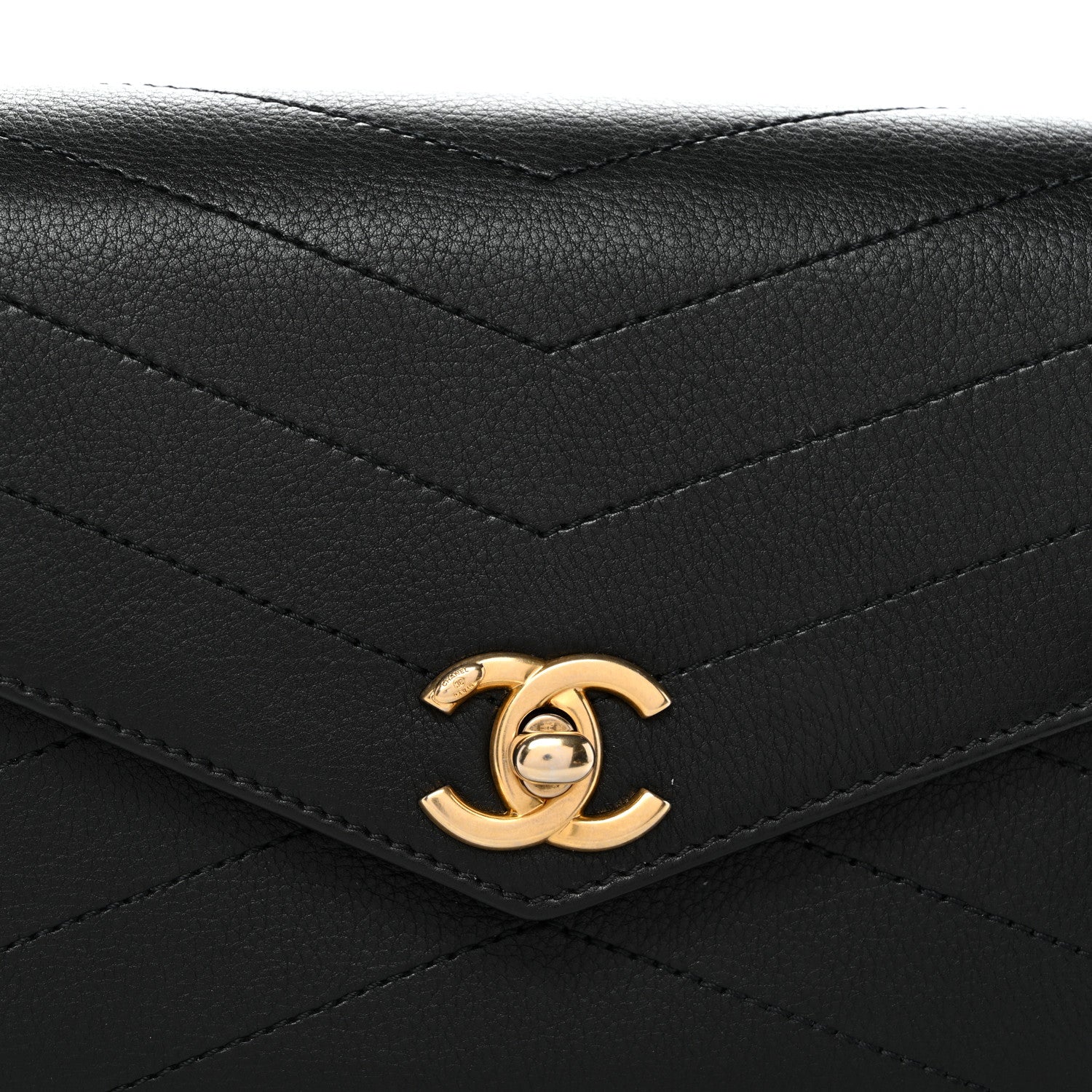 Chanel Calfskin Chevron Stitched Coco Waist Bag Black 8 of 10