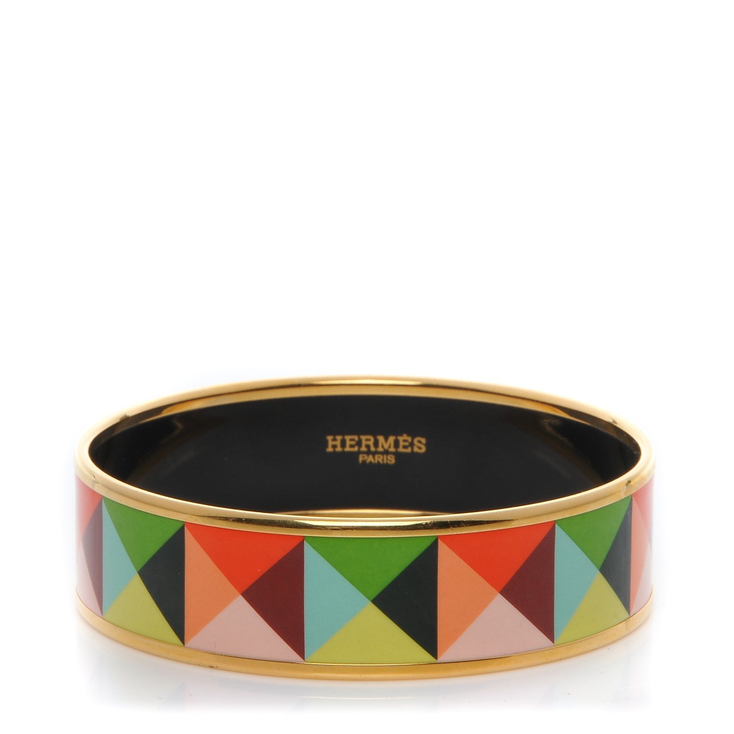 Hermes Enamel Printed Wide Clous en Trompe l'Oeil Bracelet 62 1 of 5