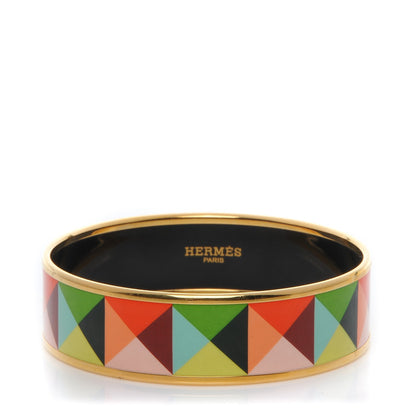 Hermes Enamel Printed Wide Clous en Trompe l'Oeil Bracelet 62 1 of 5