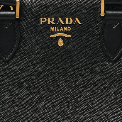 Prada Saffiano Soft Calfskin Double Handle Satchel Black 7 of 10