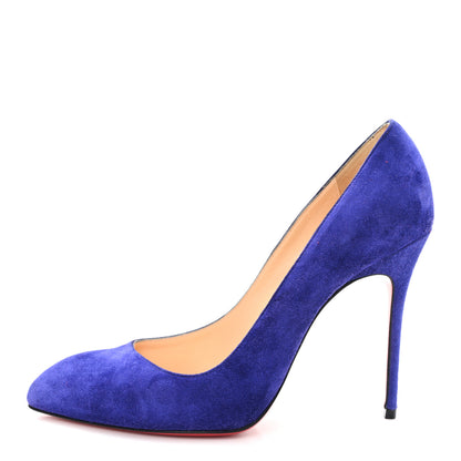 Christian Louboutin Suede Pigalle Follies 100 Pumps 38.5 Royal Blue 1 of 8
