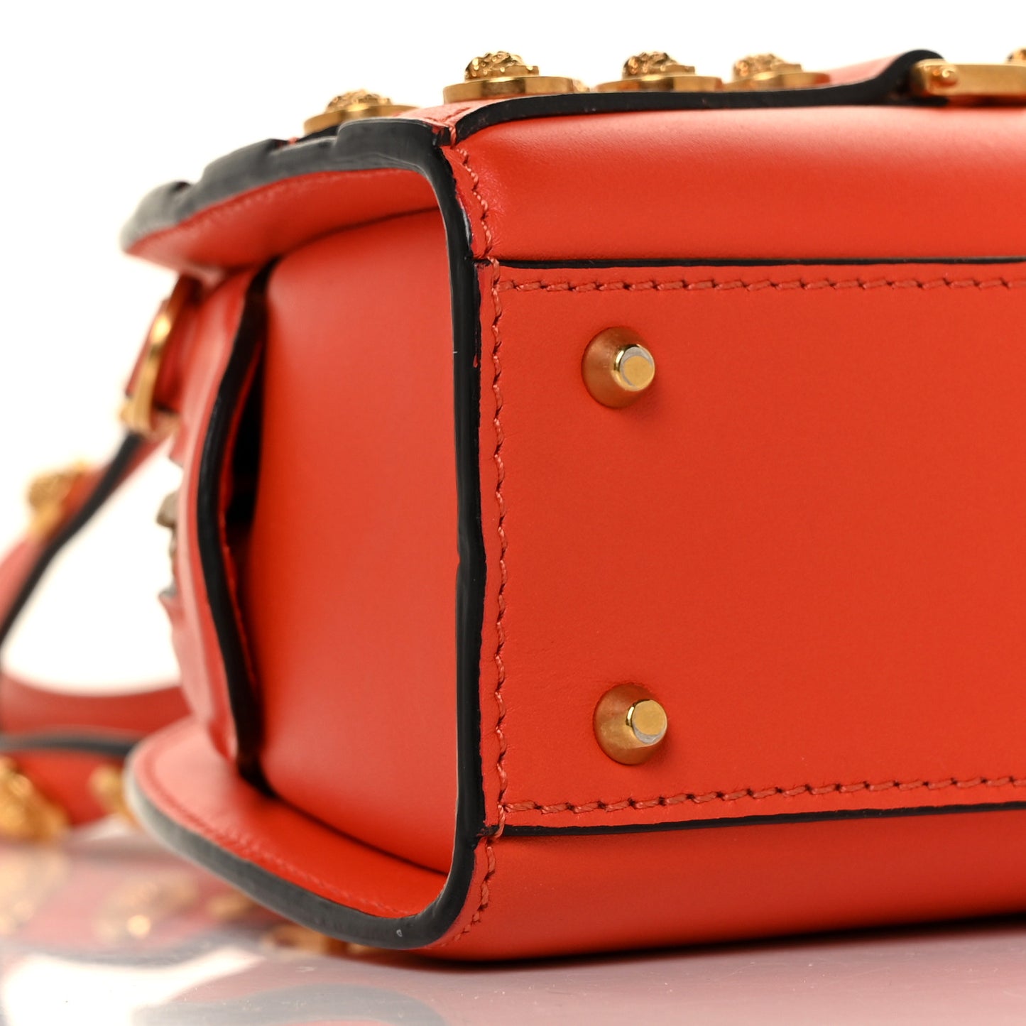 Calfskin Small Medallion Tribute Bowling Bag Orange