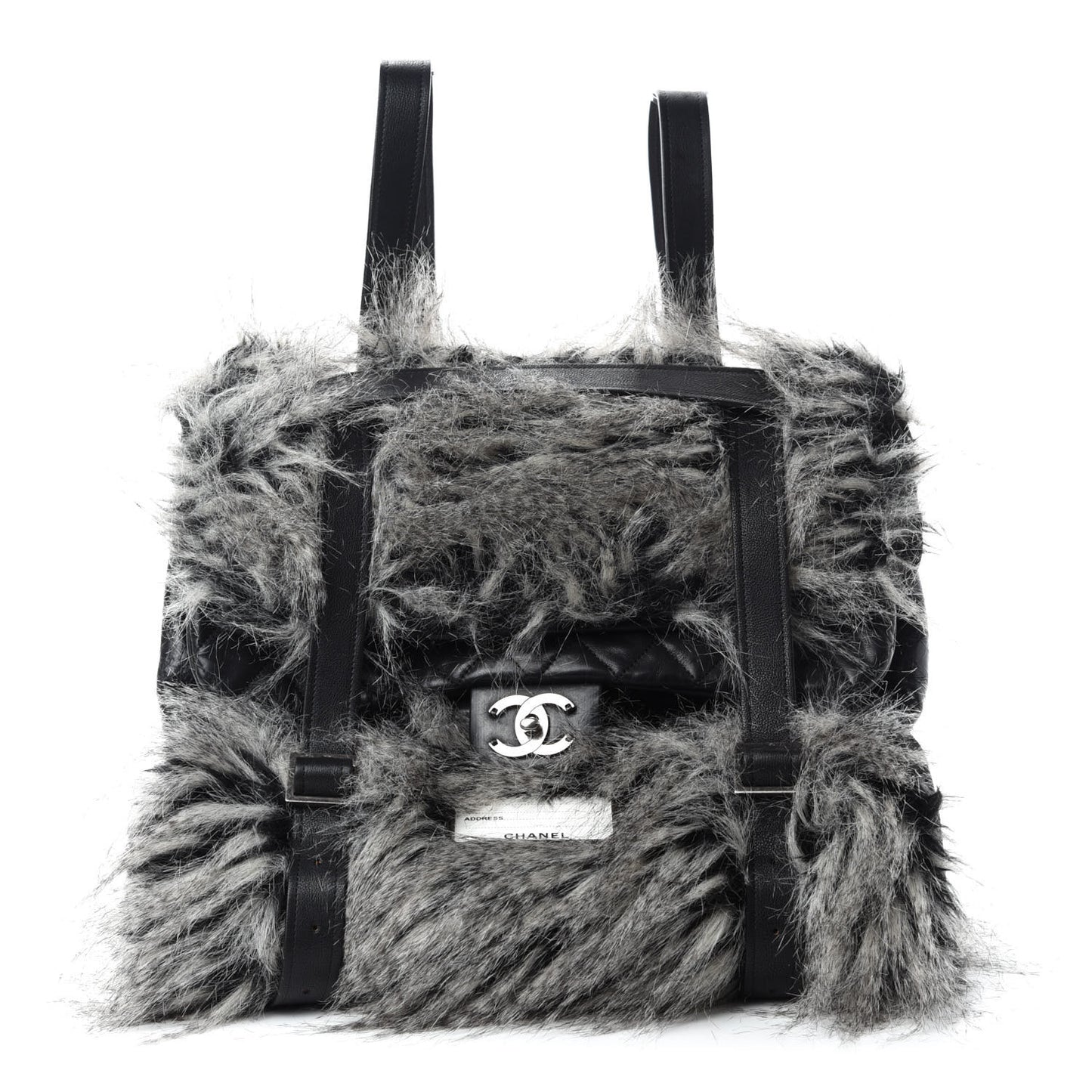Iridescent Calfskin Fantasy Fur Backpack Grey