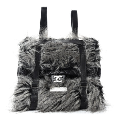 Chanel Iridescent Calfskin Fantasy Fur Backpack Grey 1 of 12