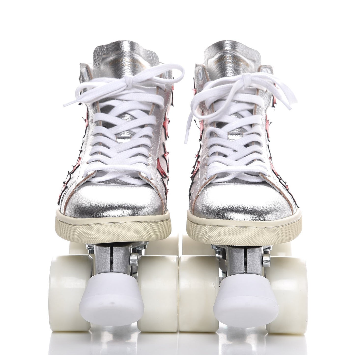 Metallic Calfskin California Court Classic Roller Skates 40 Platinum