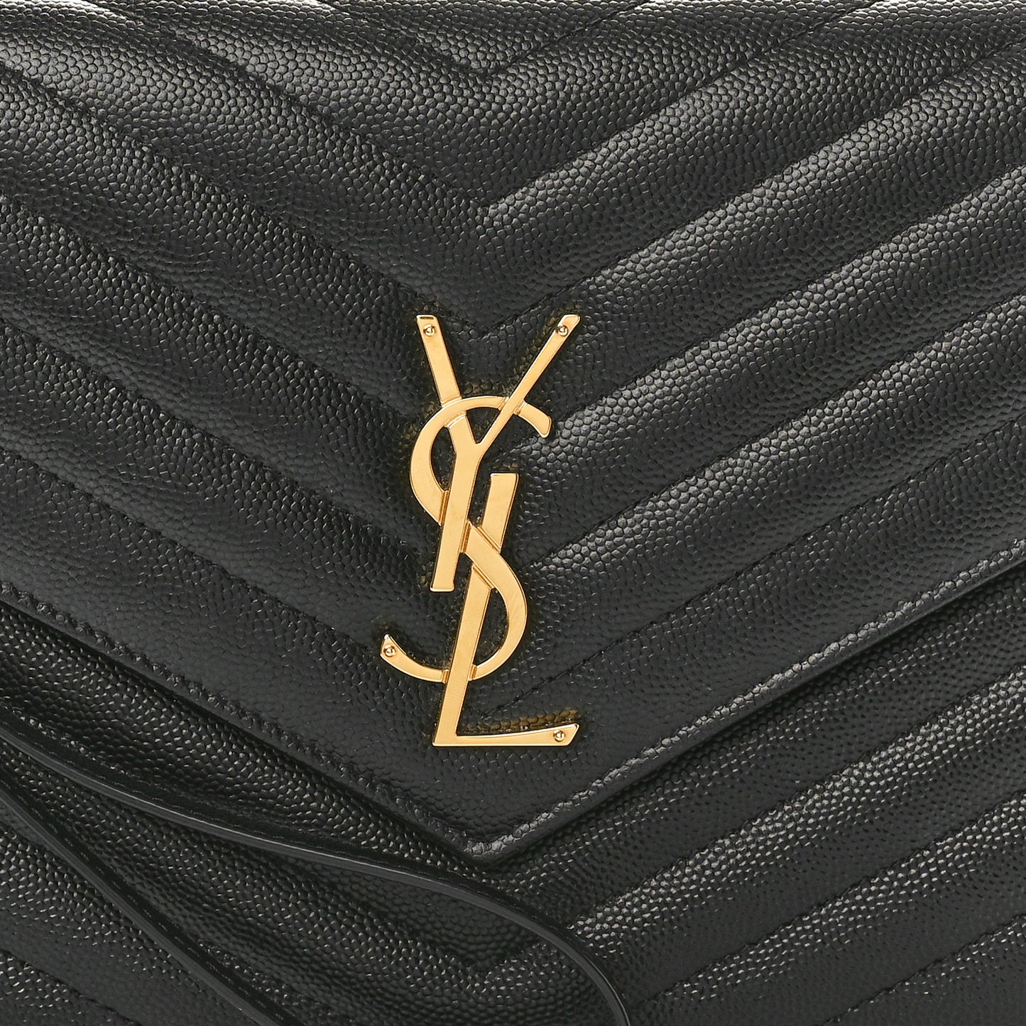 Grain De Poudre Matelasse Chevron Monogram Envelope Clutch Black