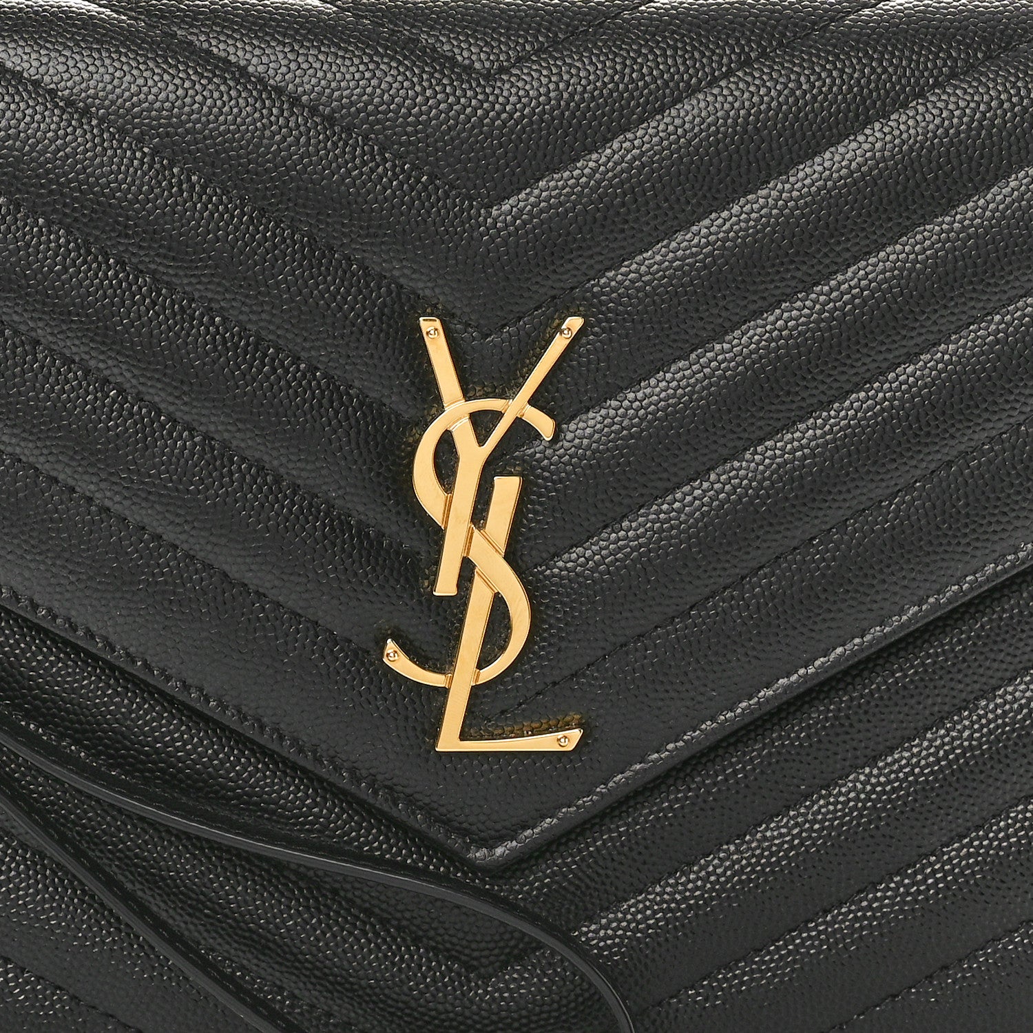 Saint Laurent Grain De Poudre Matelasse Chevron Monogram Envelope Clutch Black 8 of 10