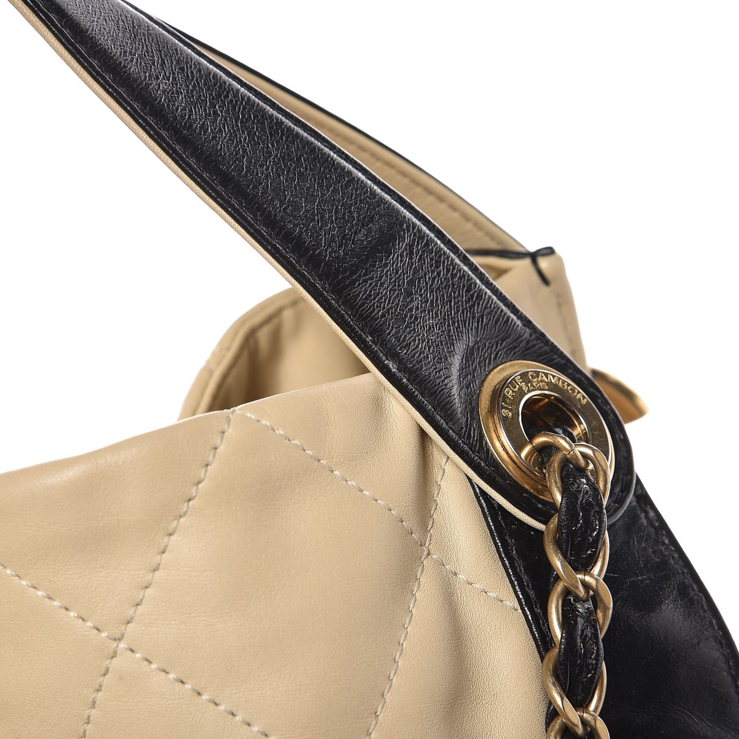 Calfskin Quilted Small In The Mix Shopping Tote Beige Black