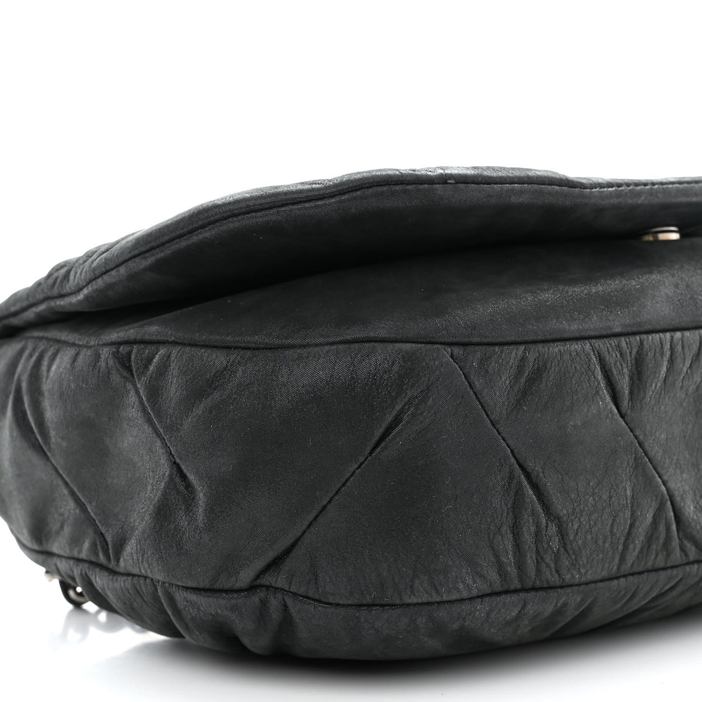 Iridescent Calfskin Glint Flap Black