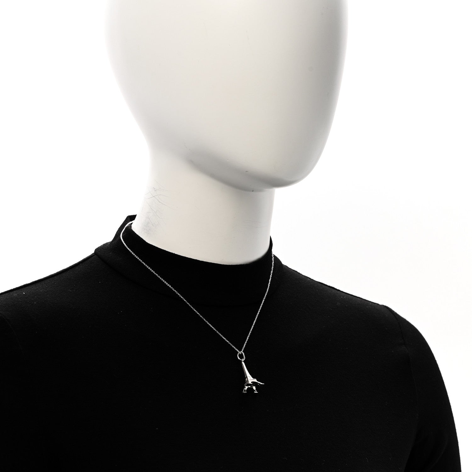 Tiffany Sterling Silver Eiffel Tower Charm Pendant Necklace 2 of 5