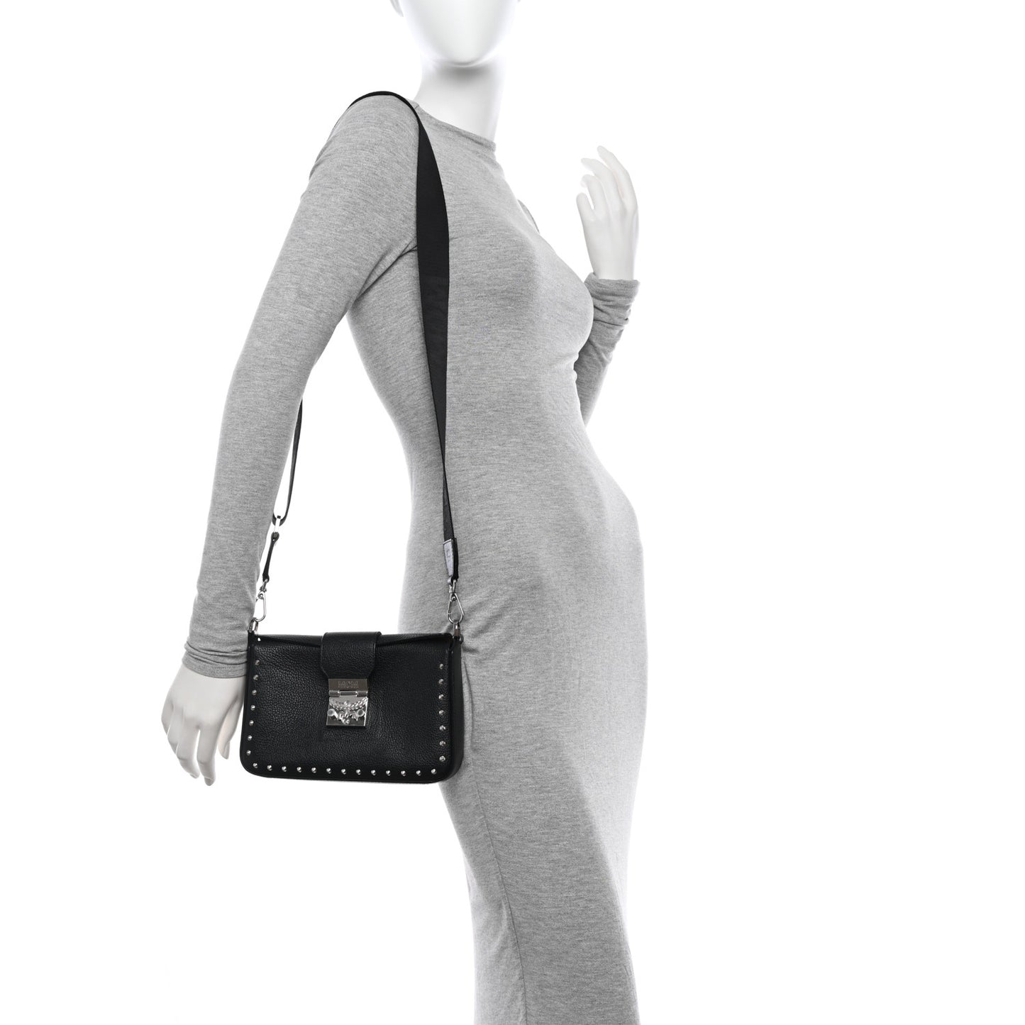 Grained Calfskin Small Kaison Park Avenue Stud Crossbody Bag Black