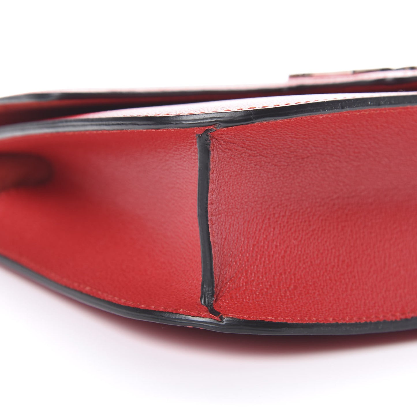 Grained Calfskin Medium Insignia Flap China Red