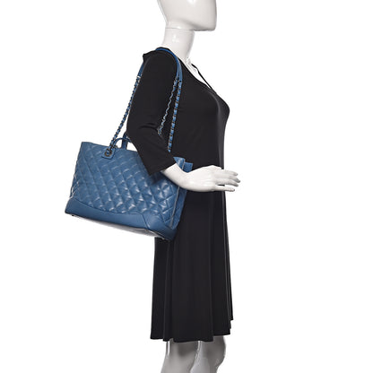 Chanel Calfskin Quilted Easy Shopping Tote Blue 2 of 12
