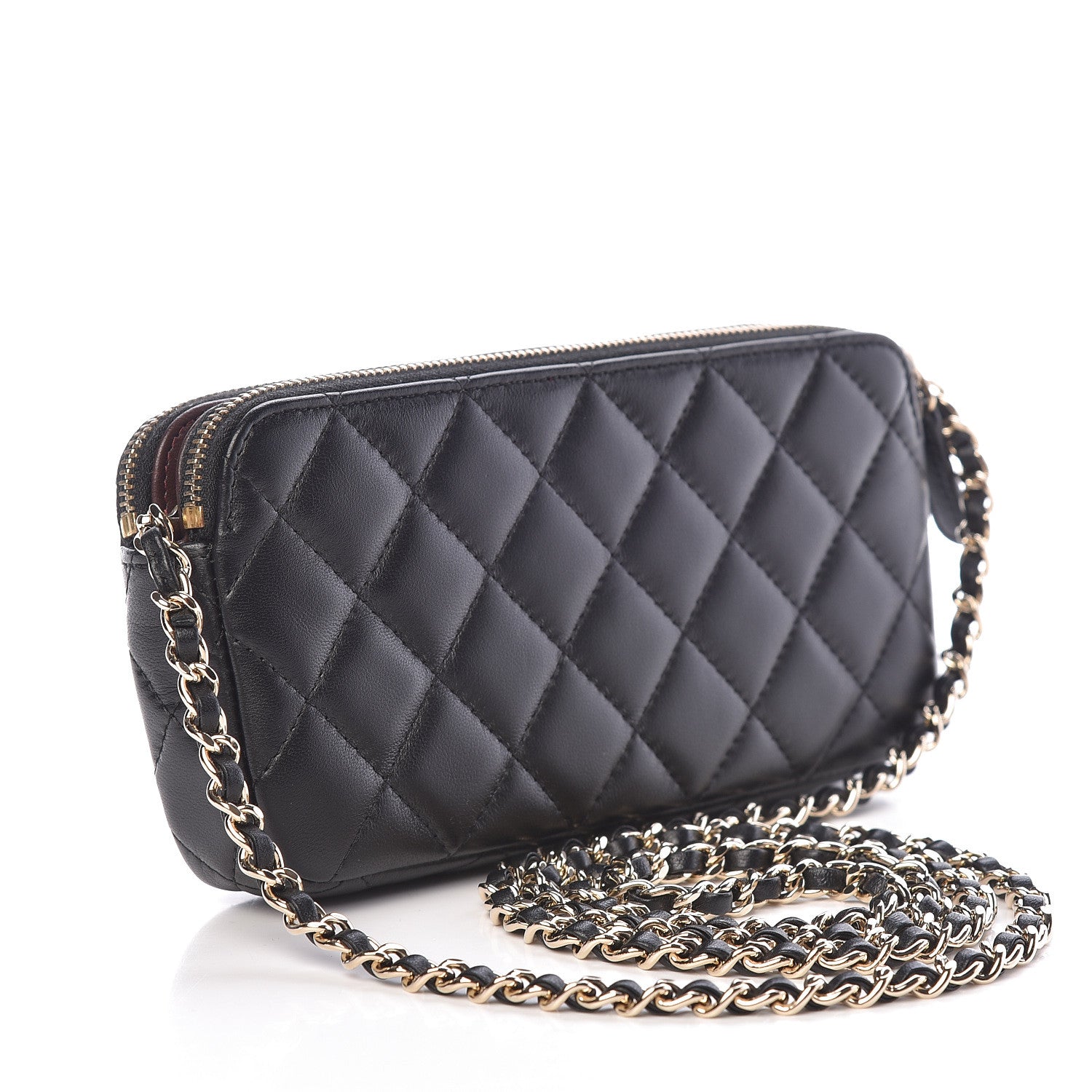 Chanel Lambskin Quilted Small Clutch With Chain Black 3 of 14