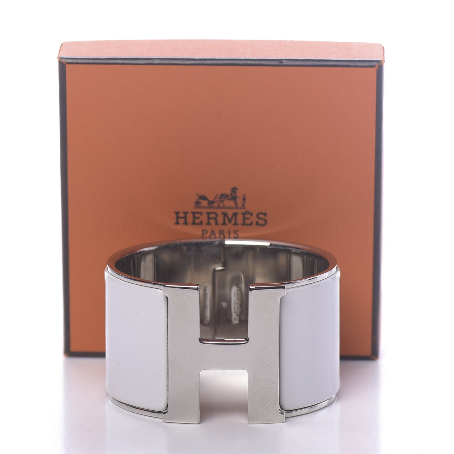 Enamel Extra Wide Clic Clac H Bracelet PM White
