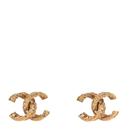Chanel Crystal Twisted CC Earrings Gold 2 of 8