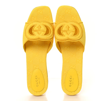 Gucci Canvas Interlocking G Womens Slide Sandals 39.5 39.5 Sun Ray 2 of 9