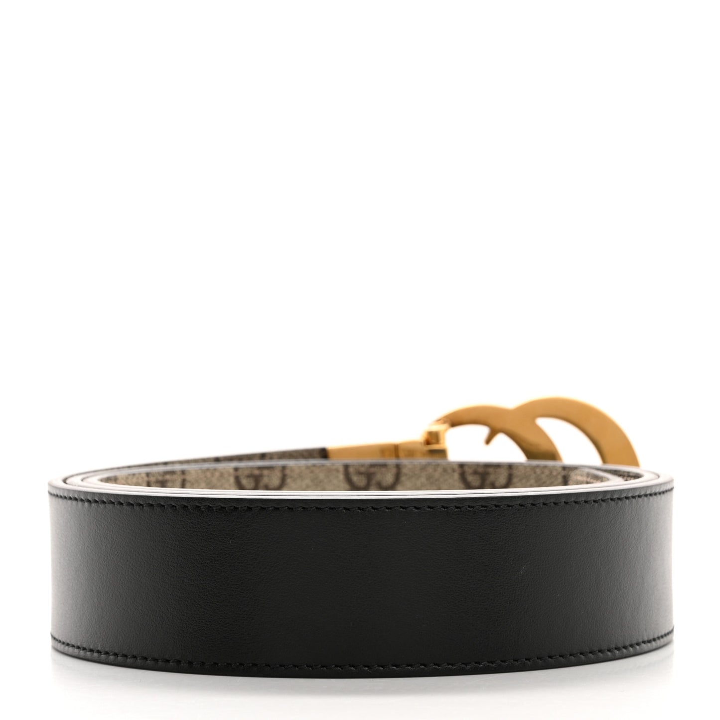 GG Supreme Monogram Plutone Calfskin Double G Reversible 37mm Belt 110 44 Beige Ebony New Acero