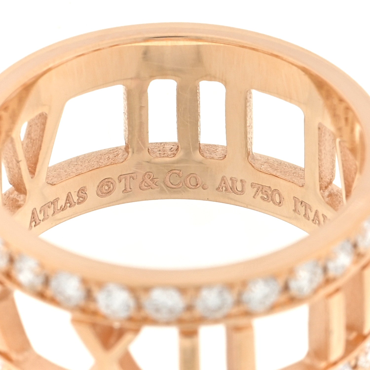 Tiffany 18K Rose Gold Diamond Wide Atlas Open Ring 48 4.5 4 of 4