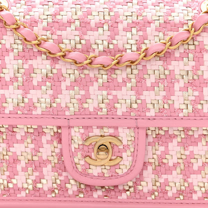 Chanel Metallic Lambskin Viscose Woven Flap Pink Gold 8 of 10