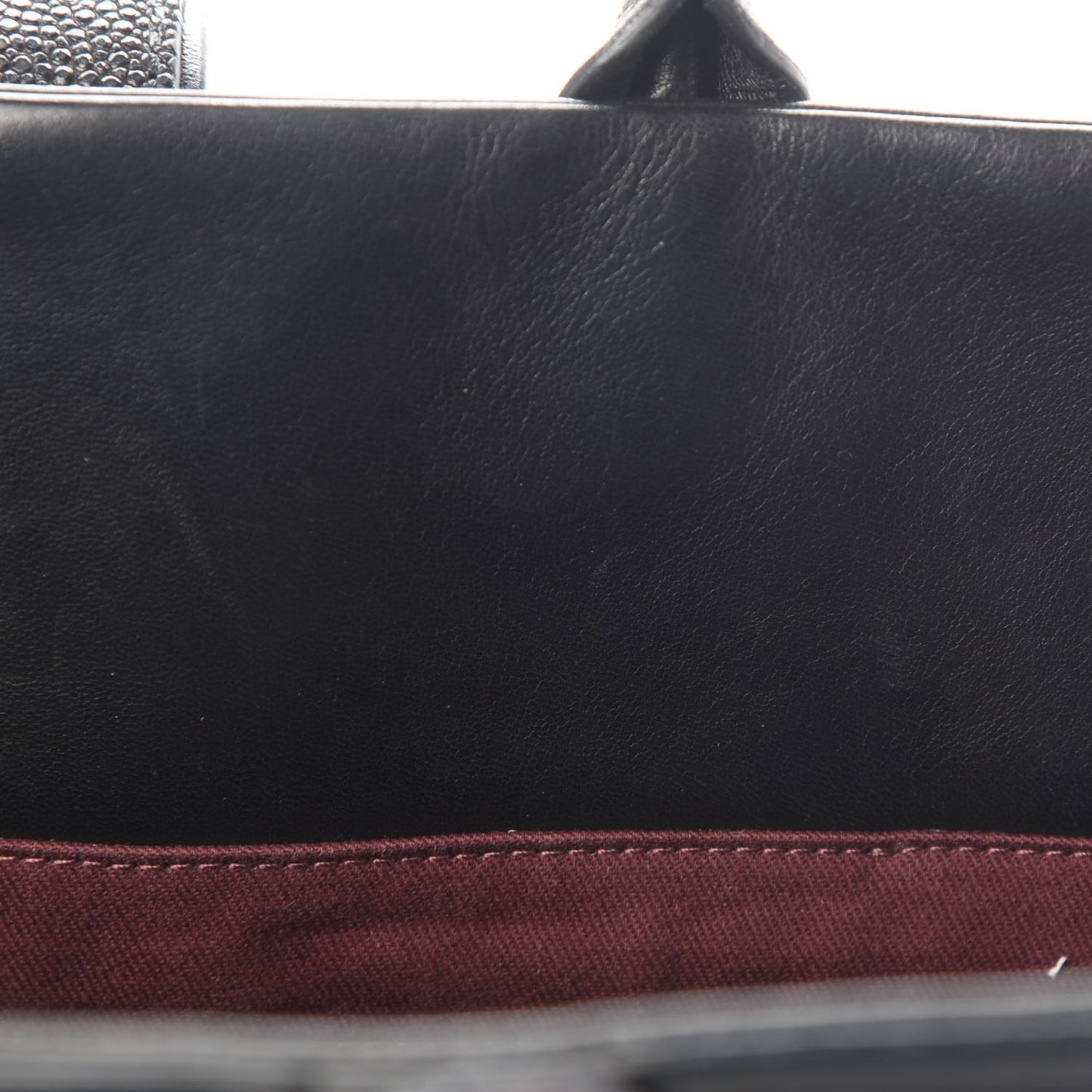Glazed Calfskin Stingray Large Bindi CC Tote Black