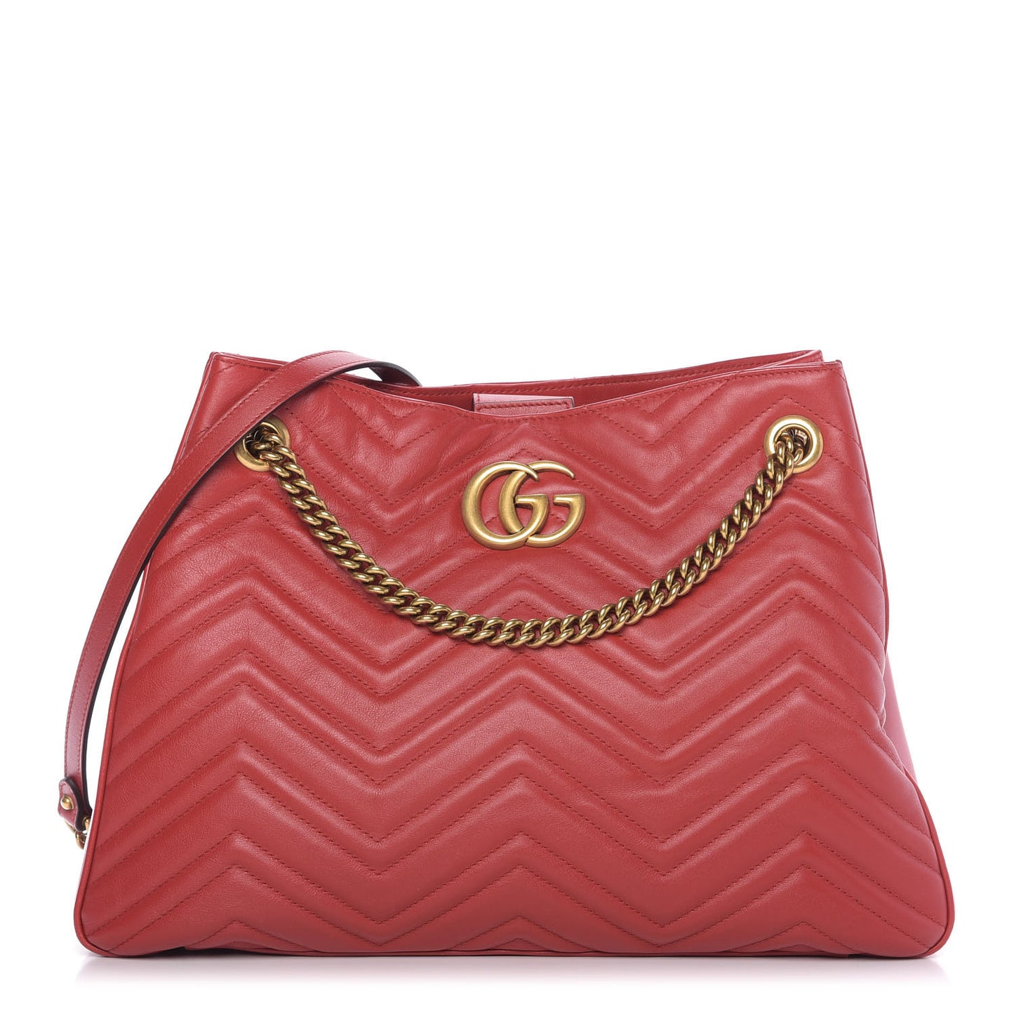 Calfskin Matelasse Medium GG Marmont Shoulder Tote Bag Hibiscus Red