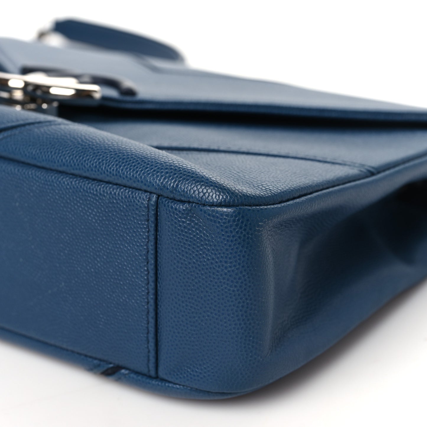 Caviar Macro Chevron Single Flap Blue