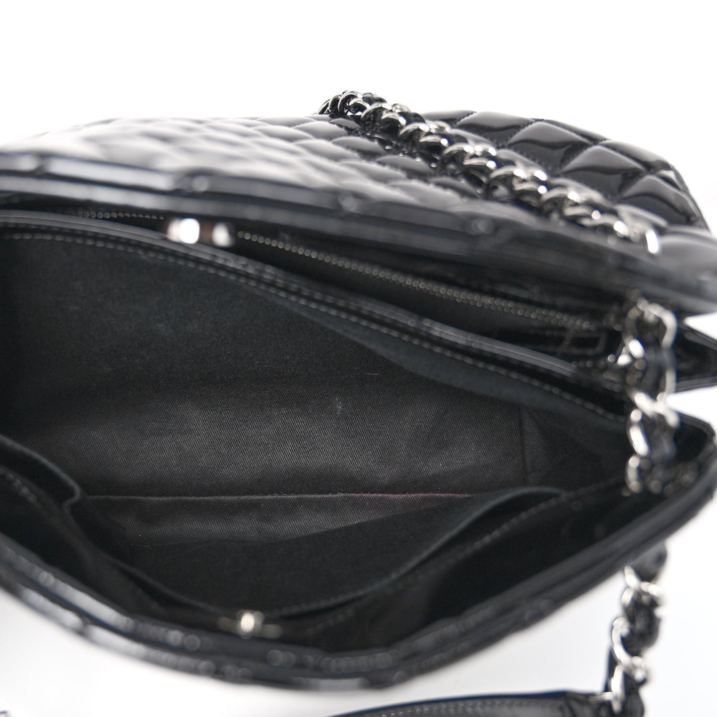 Patent Quilted Large Just Mademoiselle Bowling Bag Black