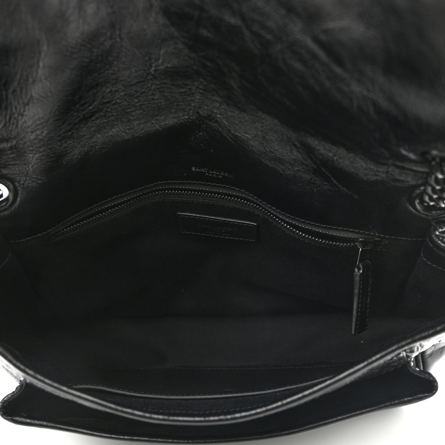 Saint Laurent Crinkled Calfskin Matelasse Monogram Medium Niki Chain Satchel Black 5 of 9