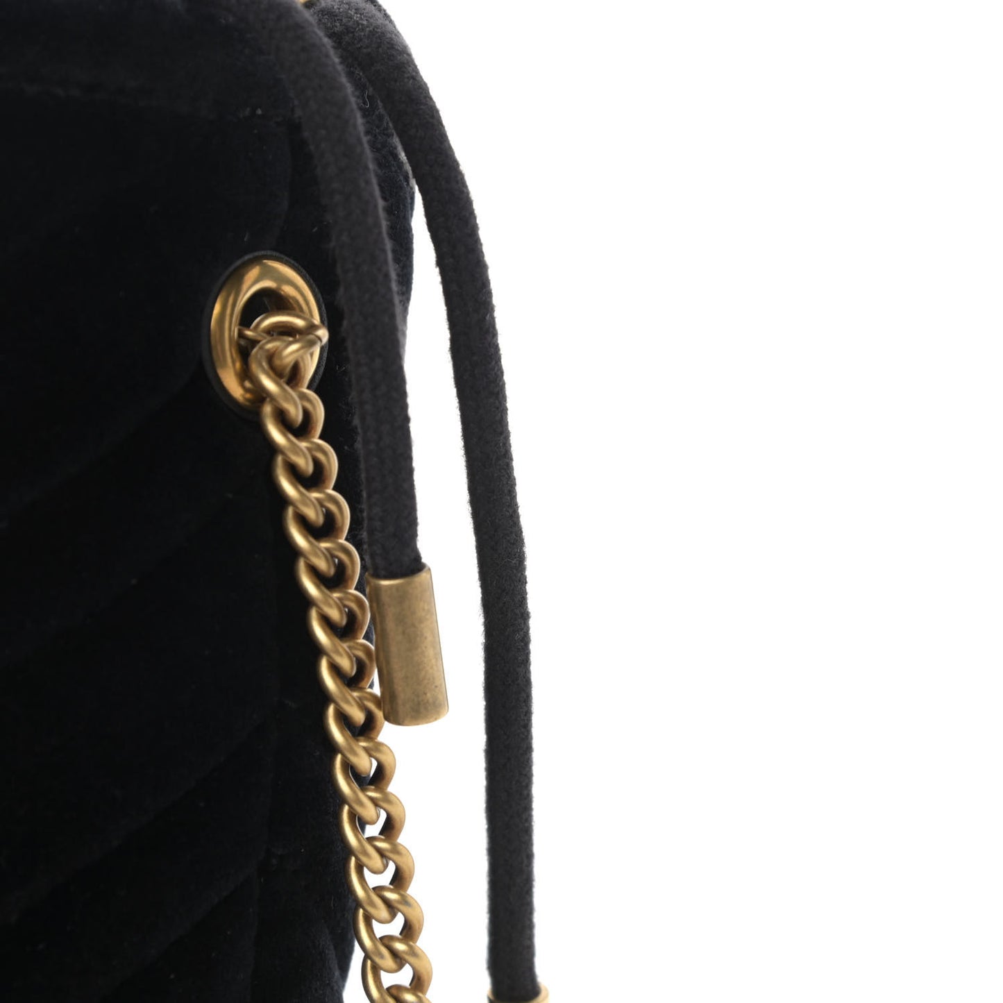 Velvet Matelasse Mini GG Marmont 2.0 Bucket Bag Black