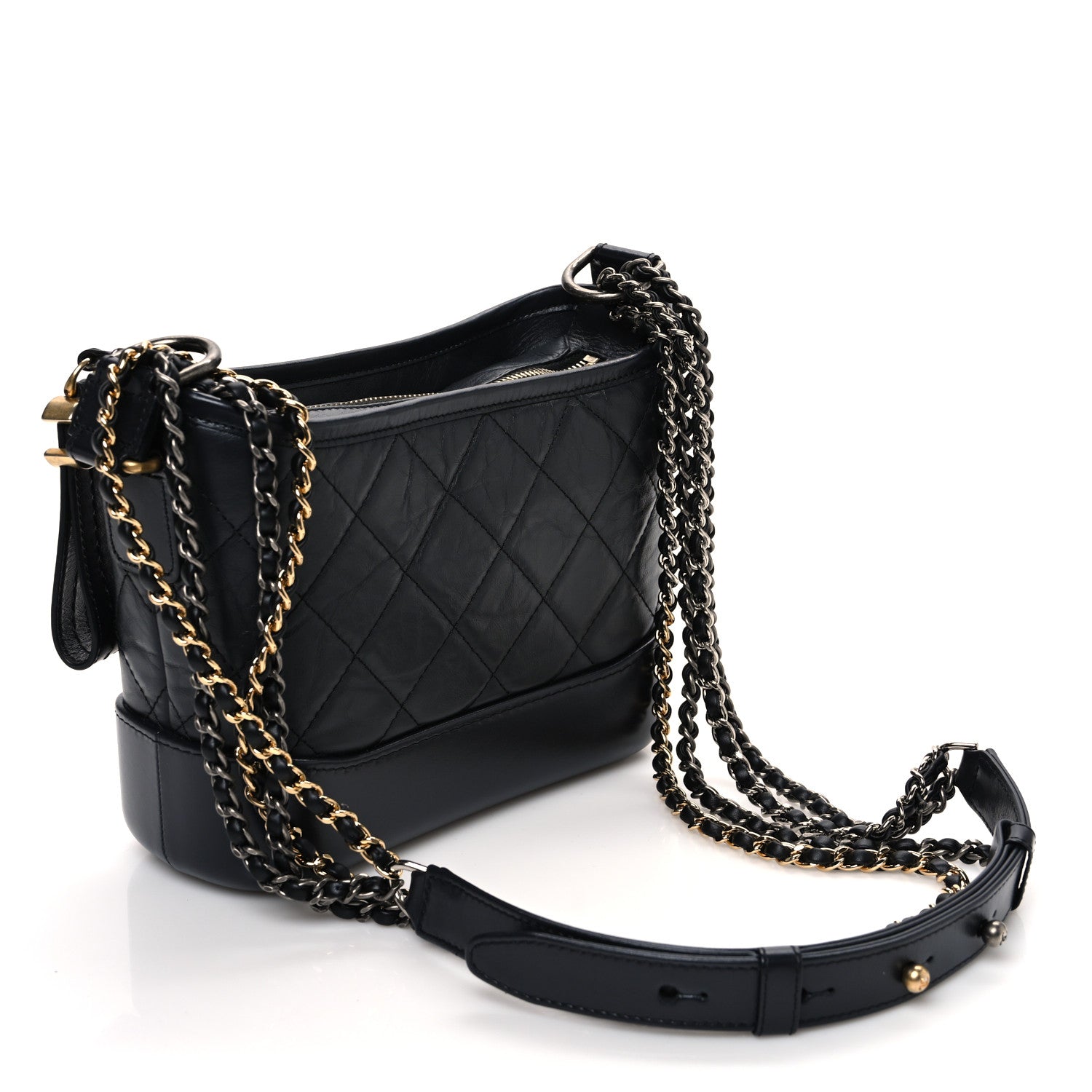 Chanel Aged Calfskin Quilted Small Gabrielle Hobo Dark Grey 3 of 12