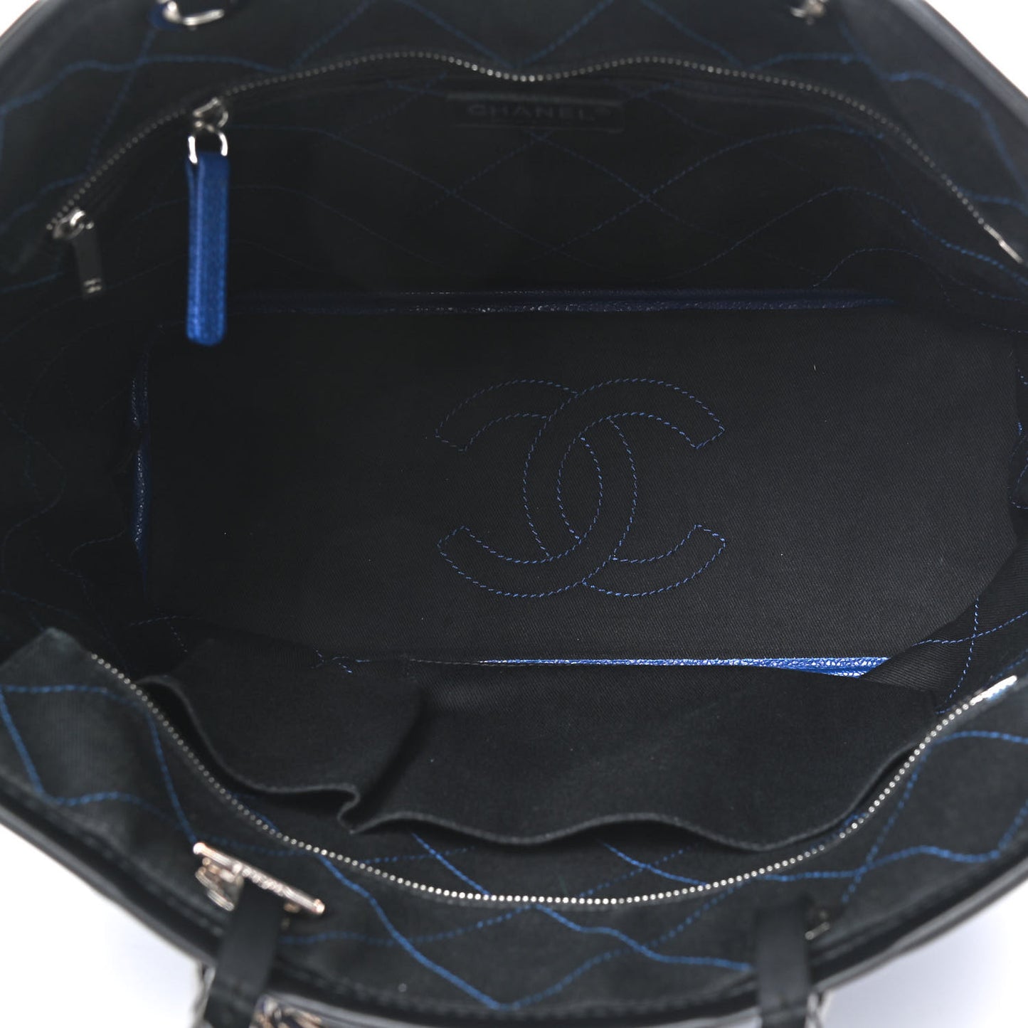 Grained Calfskin Shopping Fever Tote Blue