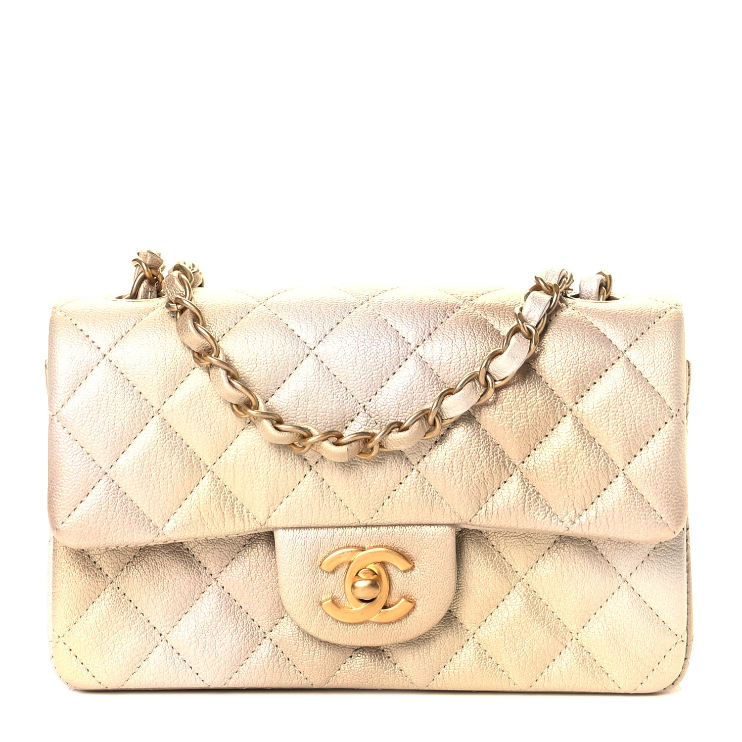Chanel Metallic Goatskin Quilted Mini Rectangular Flap Gold 1 of 11