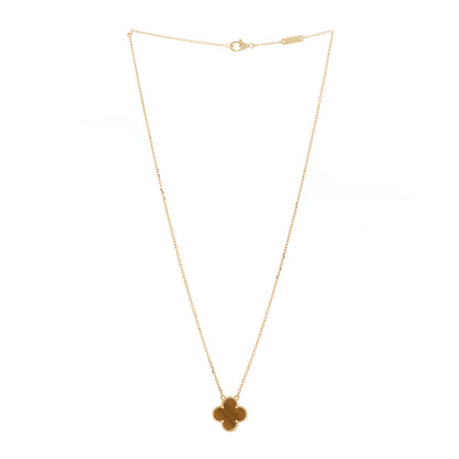 Van Cleef & Arpels 18K Yellow Gold Tiger Eye Vintage Alhambra Pendant Necklace 3 of 6