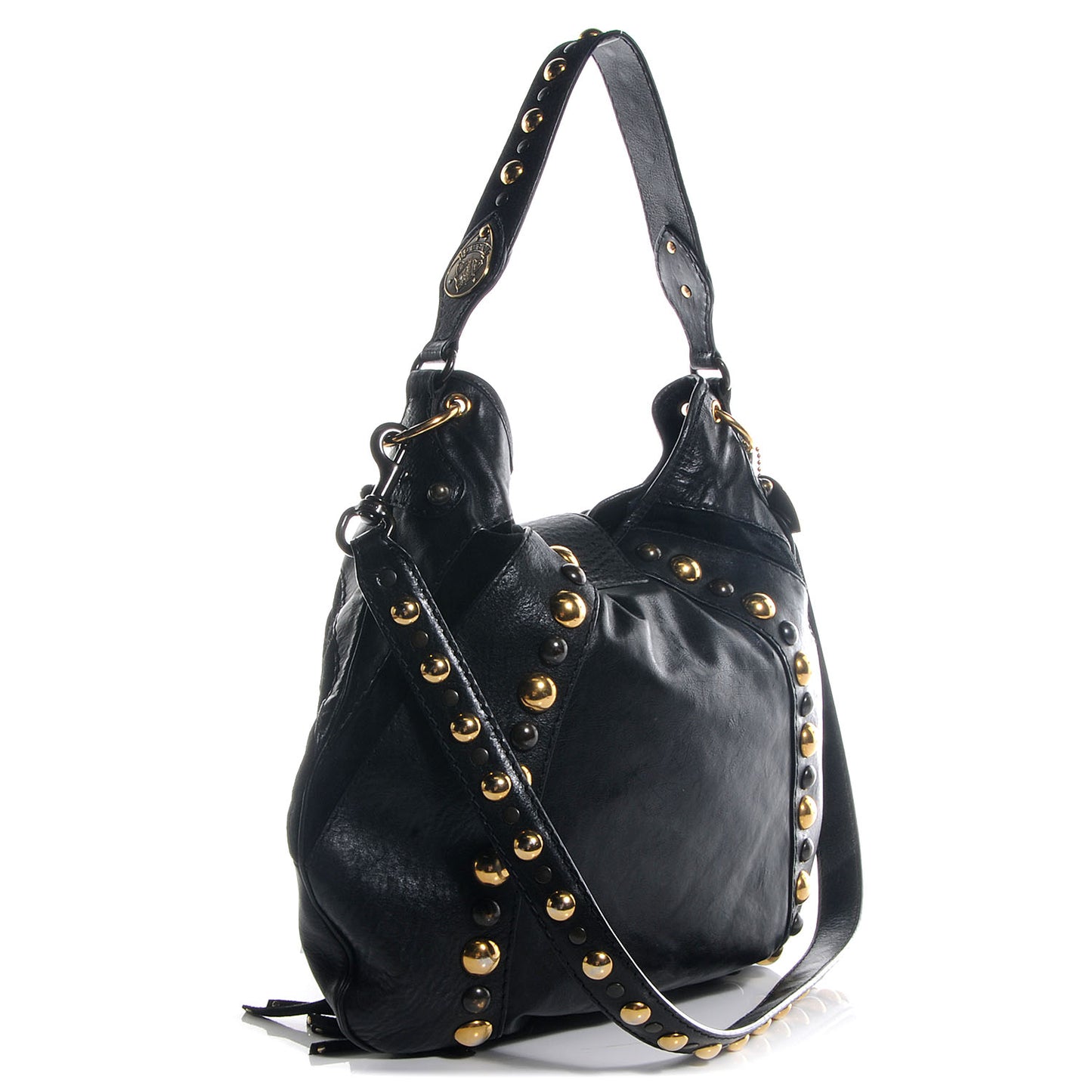 Leather Suede Fringe Babouska Hobo Black